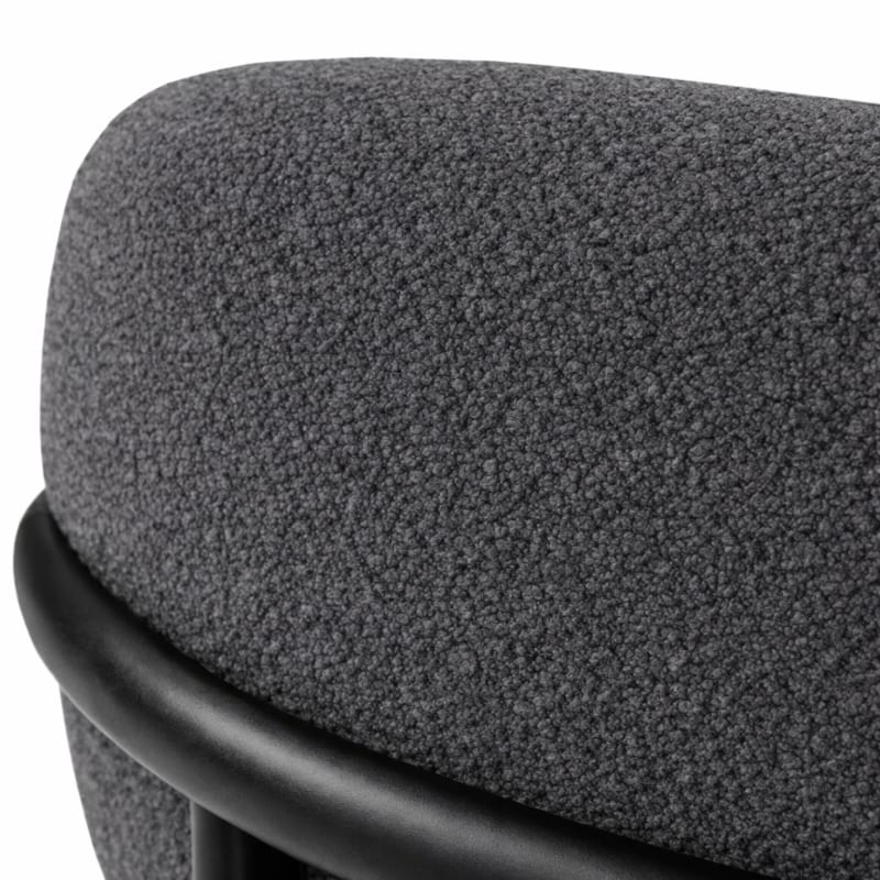 HAGO24 Esszimmerstühle 2er Set Schiefergrau Teddystoff Bezug Polsterstuhl Sitzhöhe 49cm rund schwarze Metallfüße Grau gemütlich edles Design bis 120kg – Bild 4