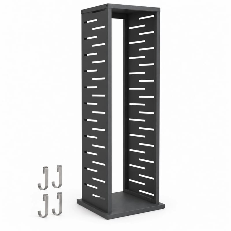 HAGO24 Feuerholzregal Anthrazit Stahl Kaminholzregal Brennholzregal Holzständer Säulenform pulverbeschichtet verstellbare Bodenschoner – Bild 2