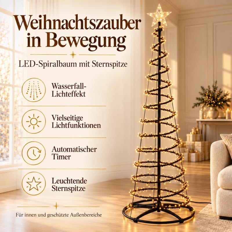 HAGO24 Beleuchteter Baum Schwarz Kunststoff Weihnachtsbaum Tannenbaum Christbaum 210 cm Höhe mit 756 warmweißen LEDs 15 Lichtfunktionen und 8/16-Stunden-Timer Wasserfall-Lichteffekt mit beleuchteter Sternspitze – Bild 3