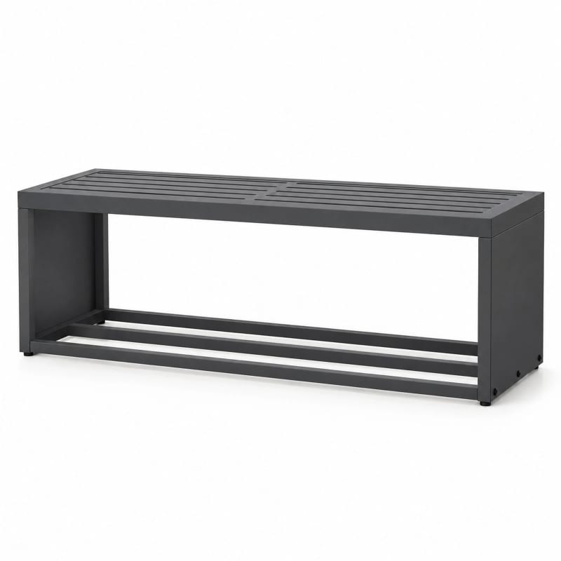 HAGO24 Feuerholzregal mit Sitzbank Anthrazit RAL 7016 verzinkter Stahl Kaminholzregal Brennholzregal Holzlager integrierte Sitzbank Kunststoff-Sitzfläche bis zu 220 kg belastbar – Bild 2