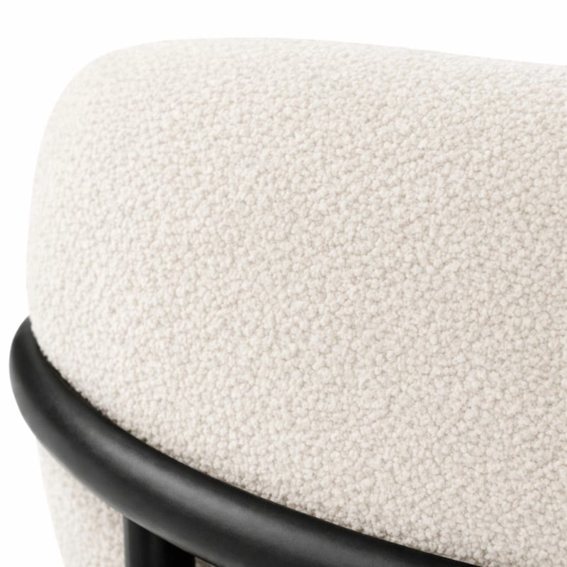 HAGO24 Esszimmerstühle 2er Set Weiß Teddystoff Bezug Polsterstuhl Sitzhöhe 49cm rund schwarze Metallfüße gemütlich edles Design bis 120kg – Bild 4