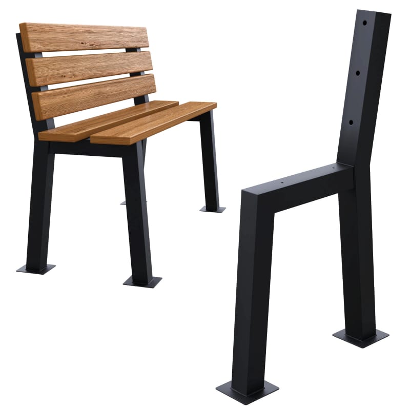 HAGO24 Bankgestell Stahl H-Form 2er Set Bankfüße Schwarz Pulverbeschichtet Rückenlehne Wetterfest Industrial Look Bodenschoner – Bild 10