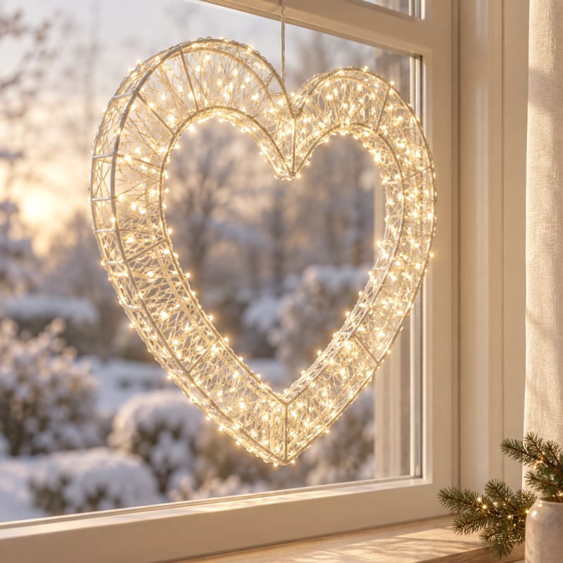 HAGO® LED Dekoherz Leuchtherz 500 LEDs 38,5 cm mit Timer warmweiß IP44 Weihnachtsdeko – Bild 5