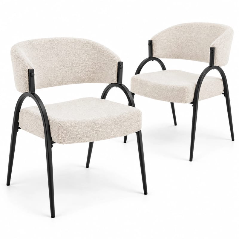 HAGO24 2er Set Esszimmerstühle Küchenstuhl Polyester Polsterstuhl Essstühle Designerstühle Bouclé-Webstoff – Bild 2