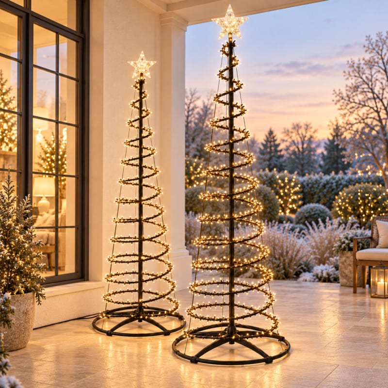 HAGO24 Beleuchteter Baum Schwarz Kunststoff Weihnachtsbaum Tannenbaum Christbaum LED Wasserfall-Lichteffekt beleuchtete Sternspitze