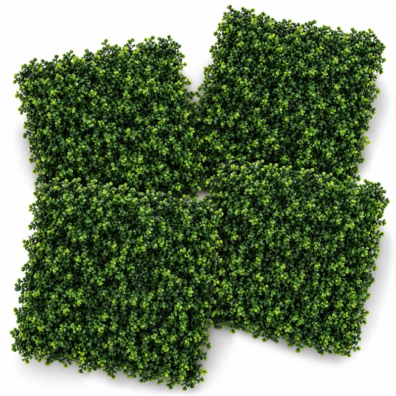 HAGO24 1qm Künstliche Pflanzwand Grün PE Kunstpflanzenwand Pflanzenmatte Blumenwand 4er-Set 50x50 cm Paneel Wanddeko UV-Beständig