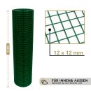 HAGO24 Volierendraht Drahtgeflecht PVC beschichtet grün 10x1m 12x12mm 0,7mm Kleintiergehege Vogelvoliere Gehegezaun Tiernetz Schutzgitter