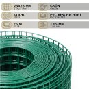 HAGO24 Volierendraht Drahtgeflecht PVC beschichtet grün 25x1m 25x25mm 1,05mm Kleintiergehege Vogelvoliere Gehegezaun Tiernetz Schutzgitter