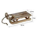 Holz Schlitten Deko LED Weihnachtsdeko Winterdeko Timerfunktion Natur 50,0 cm