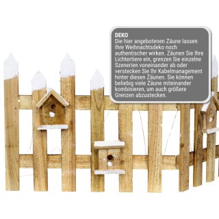 Holzzaun Zaun Holz Dekozaun Weihnachtsdeko Deko Winterlandschaft LED Batterie Timer 98 x 40 cm