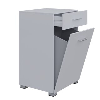 Wäscheschrank Mit Schublade & Wäschekorb – 40x40x100 Cm – Fürs Badezimmer – Mit Griffen & Lüftung – In Weiß – Einfach Montiert