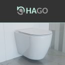 HAGO24 Spülrandloses Hänge-WC Keramik Nano-Beschichtung Lotuseffekt 490mm Softclose WC-Sitz Abnehmbar Hygienisch Komfortsitz Ablaufsystem Weiß