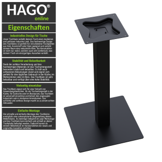 DIY Tischgestell quadratisch schwarz matt 72x43 Tischbein Tischfuß So,  84,99 €