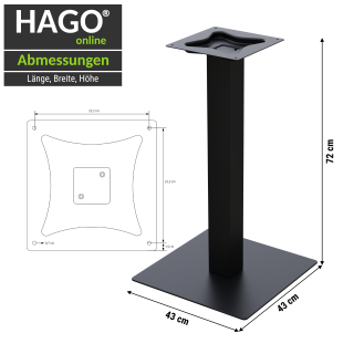 Tischfuß So, DIY Tischgestell 84,99 matt quadratisch 72x43 schwarz € Tischbein