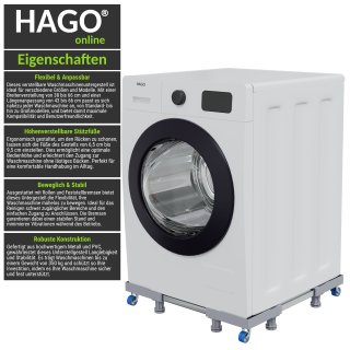 Podest Waschmaschine DEWEL Waschmaschine Sockel Untergestell Mit 4 Füße 4 Räder Für Waschwaschine,Kühlschrank Und Trockner, Bärenlast 500kg Verstellbare Sockel Kühlschrank Untergestell