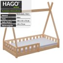 Montessori Kinderbett 140x70cm natur Tipi Spielbett Zeltform Holz bodentief Rausfallschutz