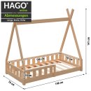 Montessori Kinderbett 140x70cm natur Tipi Spielbett Zeltform Holz bodentief Rausfallschutz