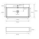 HAGO24 Waschbecken Keramik 605x365x130mm eckig Überlaufschutz Wandmontage Aufsatzwaschbecken strahlendes Weiß kratzfest