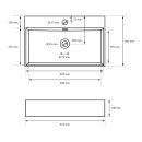 HAGO24 Waschbecken Keramik 515x360x130mm weiß eckig schmaler Rand Überlaufschutz Wandmontage Aufsatzwaschbecken