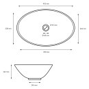 HAGO24 Waschbecken Keramik 410x330x142mm Weiß Schalenform hoher Rand Aufsatzwaschbecken Oval kratzfest