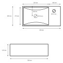 HAGO24 Waschbecken Keramik 350x205x125mm eckig Aufsatzwaschbecken Wandmontage kratzfest Weiß