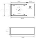 HAGO24 Waschbecken Keramik 35x20cm rechteckig weiß Aufsatzwaschbecken abgerundete Ecken schmaler Rand kratzfest Badkeramik Standard-Anschluss
