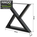 HAGO DIY Bankkufen 43x40cm X Form Bankgestell Wohnzimmertisch Beine Dreieck schwarz