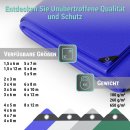 Allzweck-Abdeckplane in Grau, Blau, Weiß, Grün - UV-resistent, wasserfest, PE/PVC, reißfest, für Außen & Innen, mit Alu-Ösen, vielseitige Größen von 1,5x6 bis 8x12m