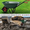 Schubkarre Polypropylen Grün 100 Liter 150 Kilogramm Luftreifen Robust Ergonomisch Bau Hof Garten Karre