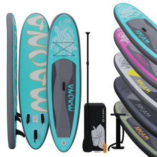Stand Up Paddle-Board MAONA SUP Board Komplettset 308 cm Länge Alu-Paddel Luftpumpe Tragetasche 120 kg