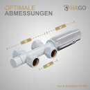 HAGO24 Thermostat Badheizkörper Heizkörperregler Weiß Anschlussgarnitur Multiblock Zweirohrarmatur 50mm Mittelanschluss Temperatursteuerung Frostschutz
