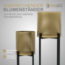 HAGO24 Blumenständer 2er Set Stahl Pflanzenständer Schwarz Gold Wetterfest Indoor Outdoor Deko Balkon Terrasse Blumen Kräuter Pflanzentopfhalter