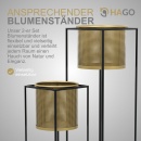 HAGO24 Blumenständer 2er Set Schwarz Gold Pflanzenständer Stahl wetterfest Treppe Deko Indoor Outdoor Blumen Kräuter Pflanzentopfhalter