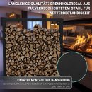 HAGO24 Feuerholzregal Stahl Holzlager 100x100x25cm Brennholzregal Kaminholzregal Innen Außen Wetterfest Schwarzer Rahmen Vierkantprofil