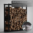 HAGO24 Feuerholzregal Stahl Holzlager 100x100x25cm Brennholzregal Kaminholzregal Innen Außen Wetterfest Schwarzer Rahmen Vierkantprofil