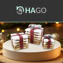 HAGO24 LED Holzgeschenke 3er Set Warmweiß Timer Schneebedeckt Weihnachtsdeko Batteriebetrieb 6 Stunden Innenbereich Braun Rot Grün 13,5/20/26cm