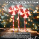 HAGO24 LED Lolly Steckkette 3er Set 60 LEDs 3m Timer 8 Funktionen IP44 Batteriebetrieb Rot Weiß Weihnachtsbeleuchtung Innen Außen Winterdeko 62cm