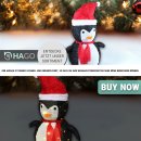 HAGO24 Pinguin LED Lichterkette 68cm Timer 6 Stunden Outdoor Indoor faltbar Drahtgestell IP44 warmweiße Beleuchtung wetterfest Winterdeko Weihnachtsfigur