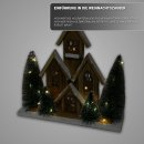 HAGO24 LED Weihnachtshaus Holzhaus Weihnachtsdeko Schneeoptik 20 LEDs Timer Rustikal