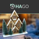 HAGO24 LED Weihnachtshaus Holzhaus Weihnachtsdeko Schneeoptik 20 LEDs Timer Rustikal