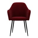 HAGO24 Esszimmerstühle Rot Sessel 2er Set Polsterstuhl Retro-Design Armlehne Komfort Polsterung Microfaser Samt Metallfüße