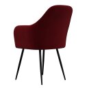 HAGO24 Esszimmerstühle Rot Sessel 2er Set Polsterstuhl Retro-Design Armlehne Komfort Polsterung Microfaser Samt Metallfüße