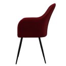 HAGO24 Esszimmerstühle Rot Sessel 2er Set Polsterstuhl Retro-Design Armlehne Komfort Polsterung Microfaser Samt Metallfüße