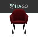 HAGO24 Esszimmerstühle Rot Sessel 2er Set Polsterstuhl Retro-Design Armlehne Komfort Polsterung Microfaser Samt Metallfüße
