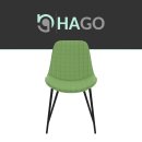 HAGO24 2er Set Esszimmerstühle Salbei - Samt Komfortpolster ergonomisch 49cm Sitzhöhe schwarze Stahlbeine Polsterstuhl