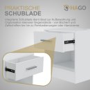 HAGO24 Beistelltisch Nachttisch Schlafzimmer Kinderzimmer Wohnzimmer Schublade Ablagefläche Aluminium-Griffe 36x38x30cm Weiß Melaminbeschichtung