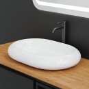 HAGO24 Waschbecken Keramik oval 63x42x12cm Weiß...