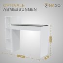 HAGO24 Schreibtisch Regal Kombination 110x72x40cm weiß grau Pressspan 15mm Materialstärke 2in1 System kompakt Viel Stauraum Einbauregal Abstellfläche