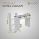 HAGO24 Schreibtisch Regal Kombination 110x72x40cm weiß grau Pressspan 15mm Materialstärke 2in1 System kompakt Viel Stauraum Einbauregal Abstellfläche