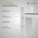 HAGO24 Schreibtisch Regal Kombination 110x72x40cm weiß grau Pressspan 15mm Materialstärke 2in1 System kompakt Viel Stauraum Einbauregal Abstellfläche